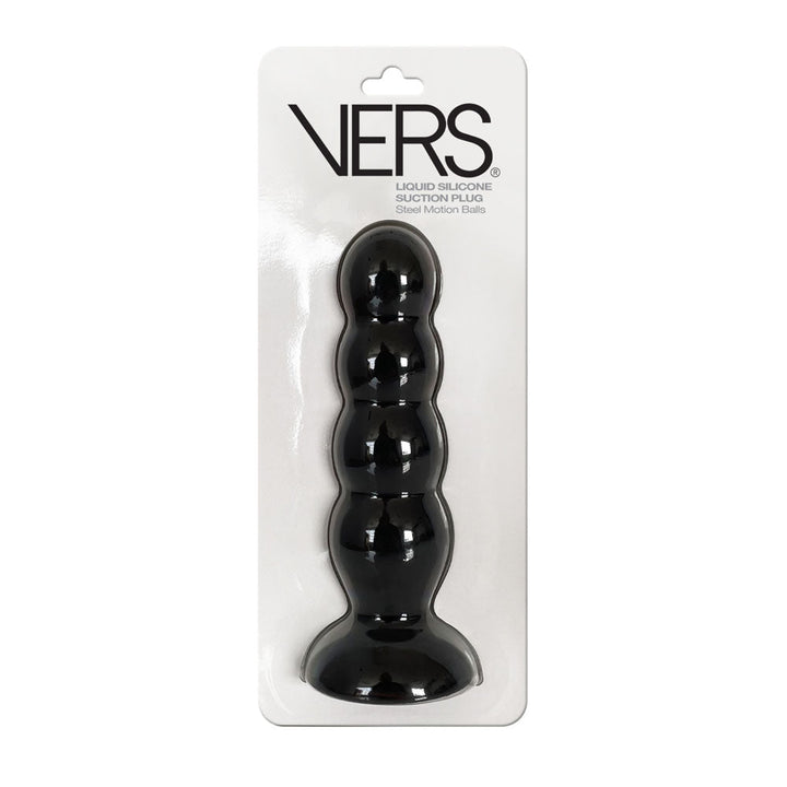 VERS Liquid Silicone Suction Plug - Black 16.5 cm Butt Plug with Internal Steel Balls – Sex toys NZ by Naughtyhut. Discreet delivery nationwide.