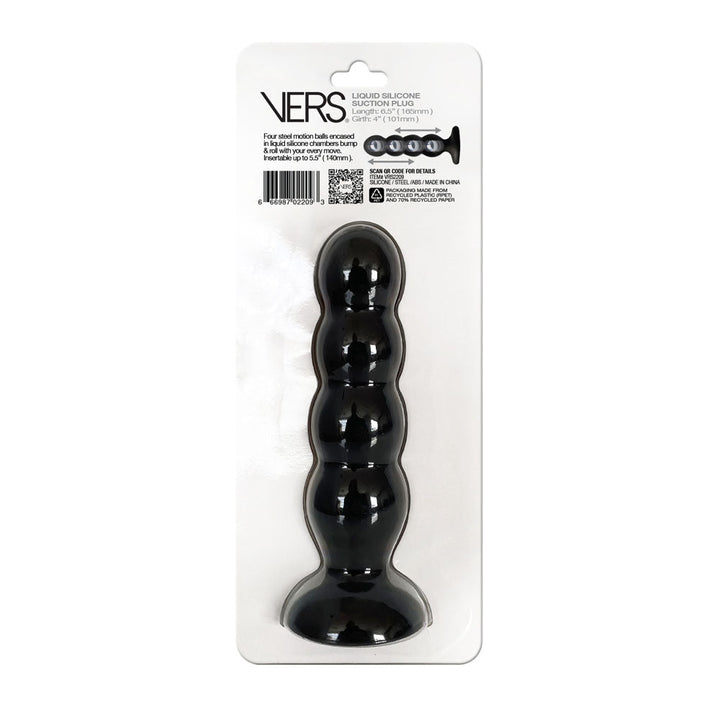 VERS Liquid Silicone Suction Plug - Black 16.5 cm Butt Plug with Internal Steel Balls – Sex toys NZ by Naughtyhut. Discreet delivery nationwide.