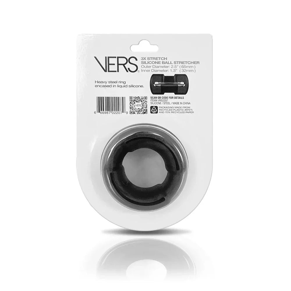 VERS Liquid Silicone Weight Steel Core Ball Stretcher - Black Ball Stretcher Ring with Steel Core – Sex toys NZ by Naughtyhut. Discreet delivery nationwide.