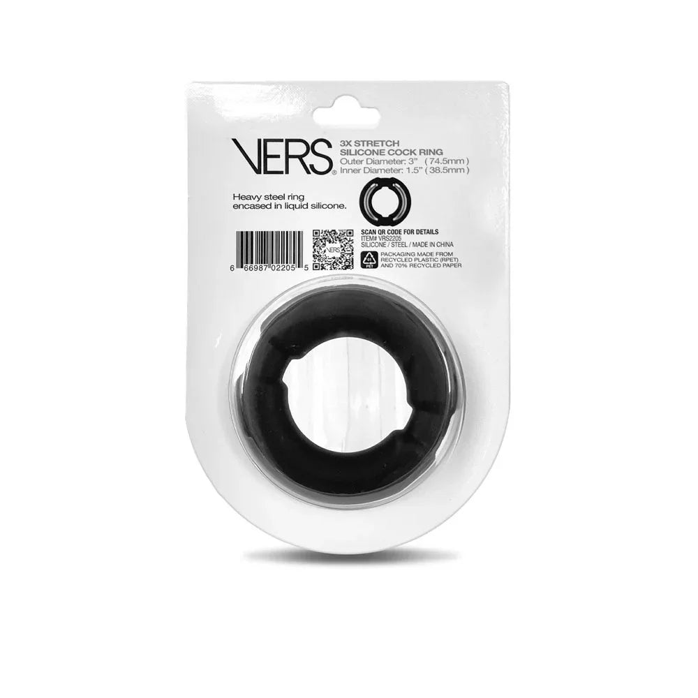 VERS C-Ring packaging back with size specs and QR code