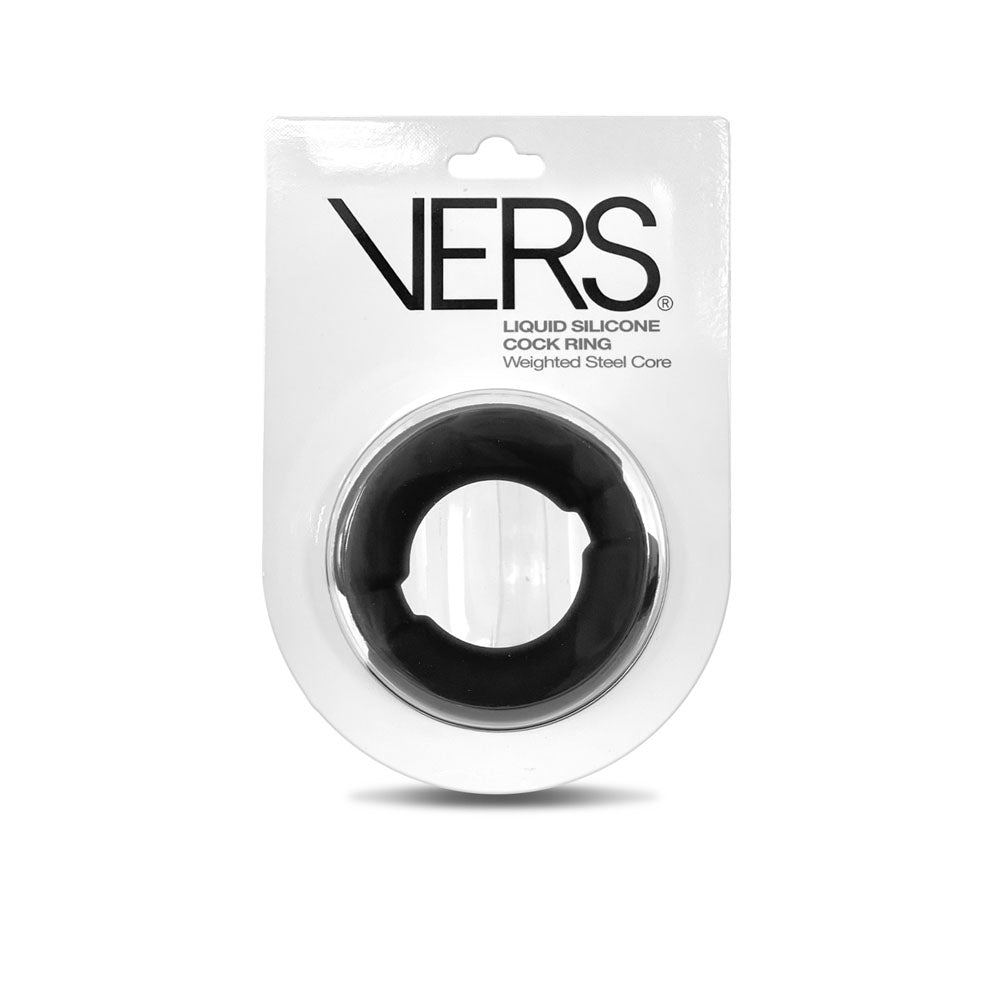 VERS Liquid Silicone Weighted Steel Core C - Ring - Black Cock Ring with Steel Core – Sex toys NZ by Naughtyhut. Discreet delivery nationwide.