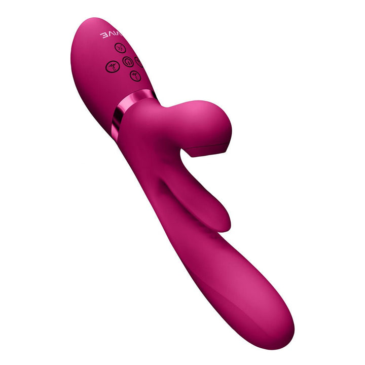 VIVE Ena - Pink - Pink 25 cm USB Rechargeable Thrusting Vibrator with Air Wave Stimulator – Sex toys NZ by Naughtyhut. Discreet delivery nationwide.