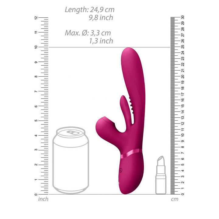 VIVE Ena - Pink - Pink 25 cm USB Rechargeable Thrusting Vibrator with Air Wave Stimulator – Sex toys NZ by Naughtyhut. Discreet delivery nationwide.