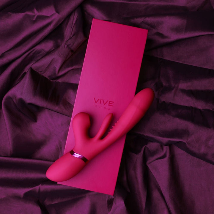 VIVE Ena - Pink - Pink 25 cm USB Rechargeable Thrusting Vibrator with Air Wave Stimulator – Sex toys NZ by Naughtyhut. Discreet delivery nationwide.
