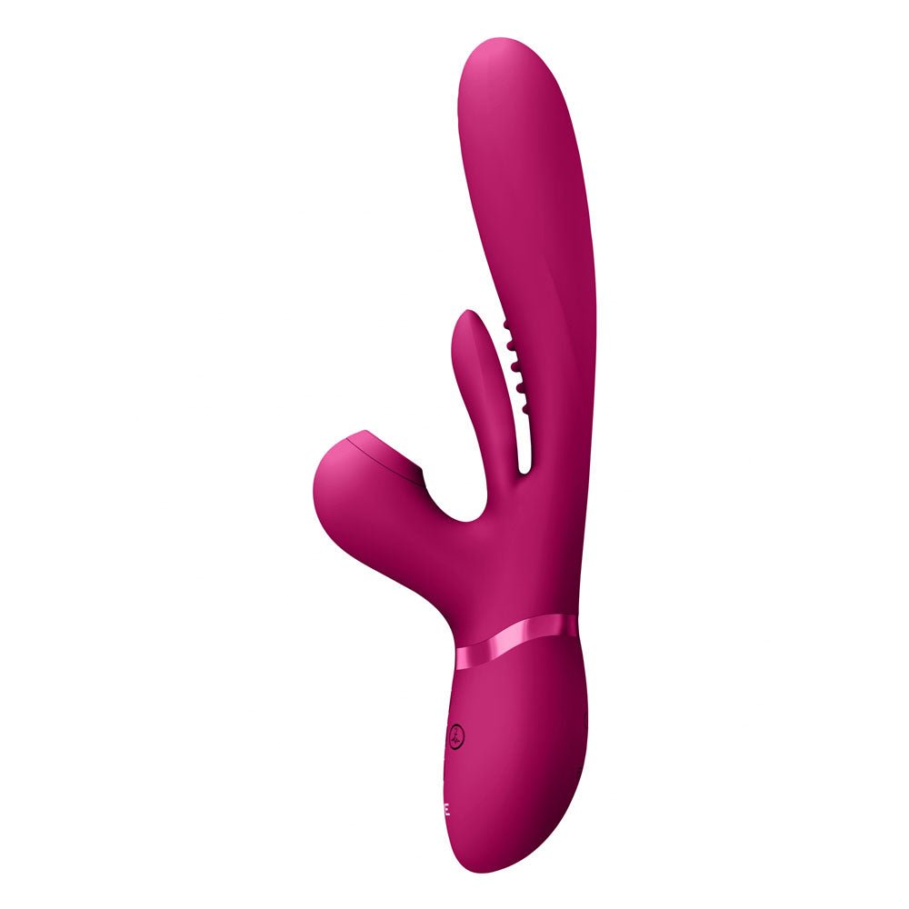 VIVE Ena - Pink - Pink 25 cm USB Rechargeable Thrusting Vibrator with Air Wave Stimulator – Sex toys NZ by Naughtyhut. Discreet delivery nationwide.