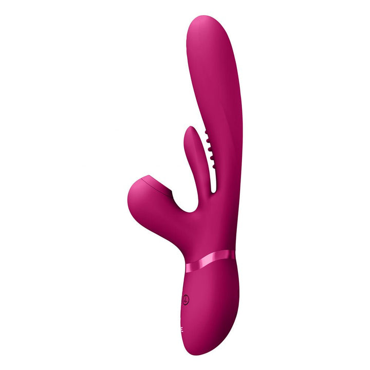 VIVE Ena - Pink - Pink 25 cm USB Rechargeable Thrusting Vibrator with Air Wave Stimulator – Sex toys NZ by Naughtyhut. Discreet delivery nationwide.
