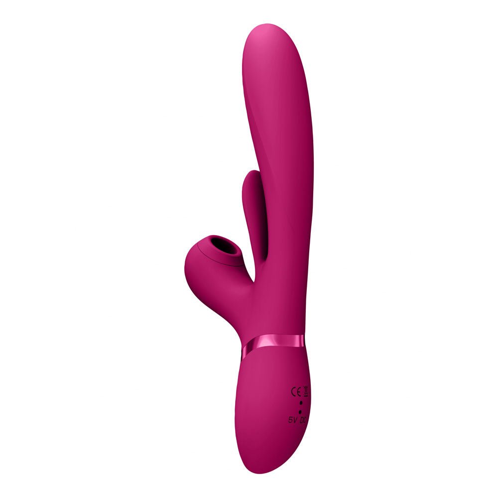 VIVE Ena - Pink - Pink 25 cm USB Rechargeable Thrusting Vibrator with Air Wave Stimulator – Sex toys NZ by Naughtyhut. Discreet delivery nationwide.