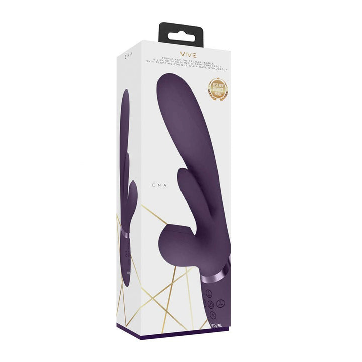 VIVE Ena - Purple - Purple 25 cm USB Rechargeable Thrusting Vibrator with Air Wave Stimulator – Sex toys NZ by Naughtyhut. Discreet delivery nationwide.