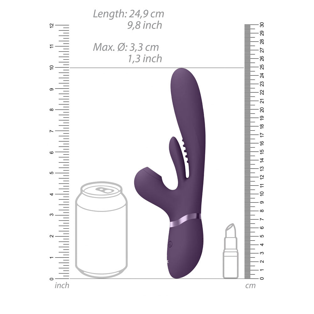 VIVE Ena - Purple - Purple 25 cm USB Rechargeable Thrusting Vibrator with Air Wave Stimulator – Sex toys NZ by Naughtyhut. Discreet delivery nationwide.