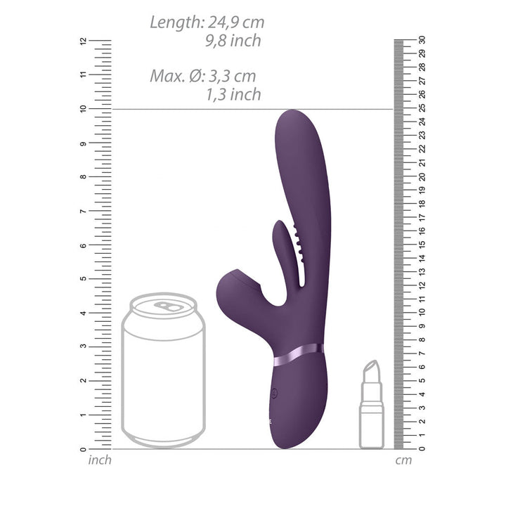 VIVE Ena - Purple - Purple 25 cm USB Rechargeable Thrusting Vibrator with Air Wave Stimulator – Sex toys NZ by Naughtyhut. Discreet delivery nationwide.