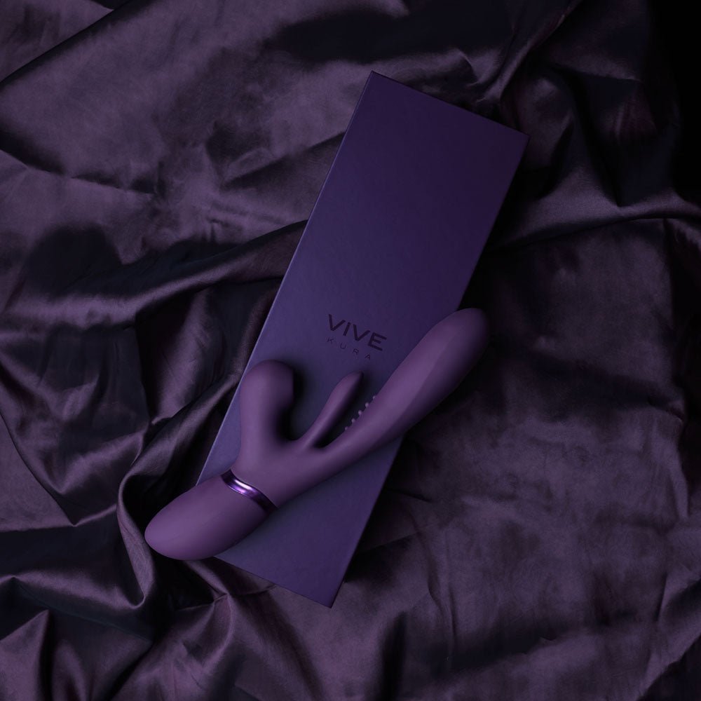 VIVE Ena - Purple - Purple 25 cm USB Rechargeable Thrusting Vibrator with Air Wave Stimulator – Sex toys NZ by Naughtyhut. Discreet delivery nationwide.