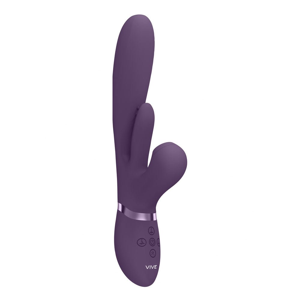 VIVE Ena - Purple - Purple 25 cm USB Rechargeable Thrusting Vibrator with Air Wave Stimulator – Sex toys NZ by Naughtyhut. Discreet delivery nationwide.