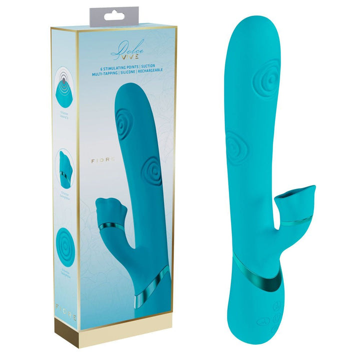 VIVE Fiore - Blue 25 cm USB Rechargeable Tapping Rabbit Vibrator – Sex toys NZ by Naughtyhut. Discreet delivery nationwide.