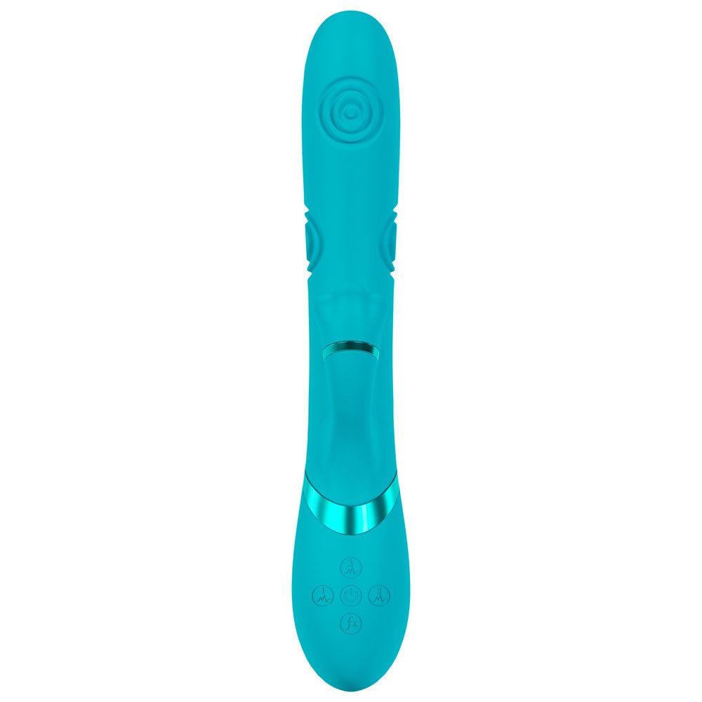 VIVE Fiore - Blue 25 cm USB Rechargeable Tapping Rabbit Vibrator – Sex toys NZ by Naughtyhut. Discreet delivery nationwide.