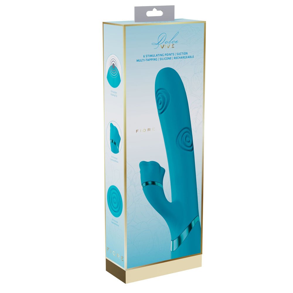 VIVE Fiore - Blue 25 cm USB Rechargeable Tapping Rabbit Vibrator – Sex toys NZ by Naughtyhut. Discreet delivery nationwide.