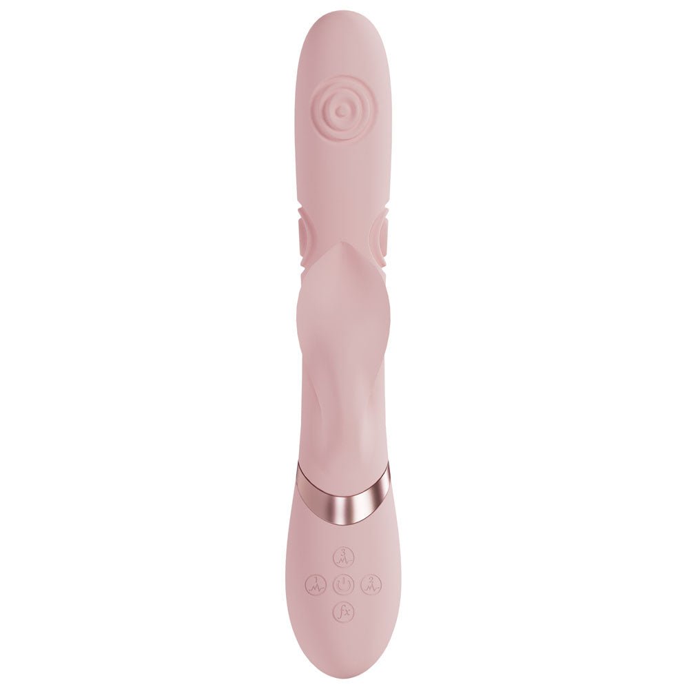 VIVE Fronda - Pink - Pink 25 cm USB Rechargeable Tapping Rabbit Vibrator – Sex toys NZ by Naughtyhut. Discreet delivery nationwide.