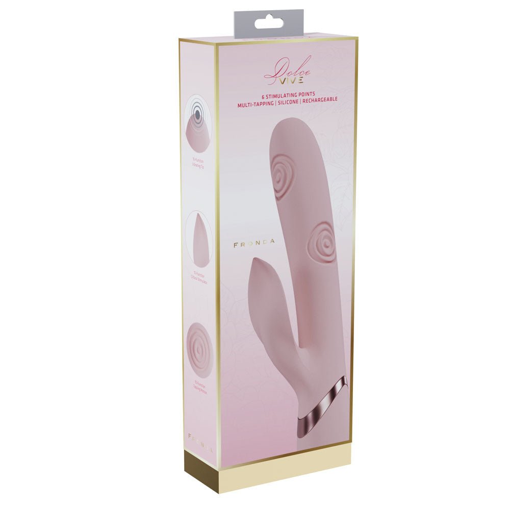 VIVE Fronda - Pink - Pink 25 cm USB Rechargeable Tapping Rabbit Vibrator – Sex toys NZ by Naughtyhut. Discreet delivery nationwide.