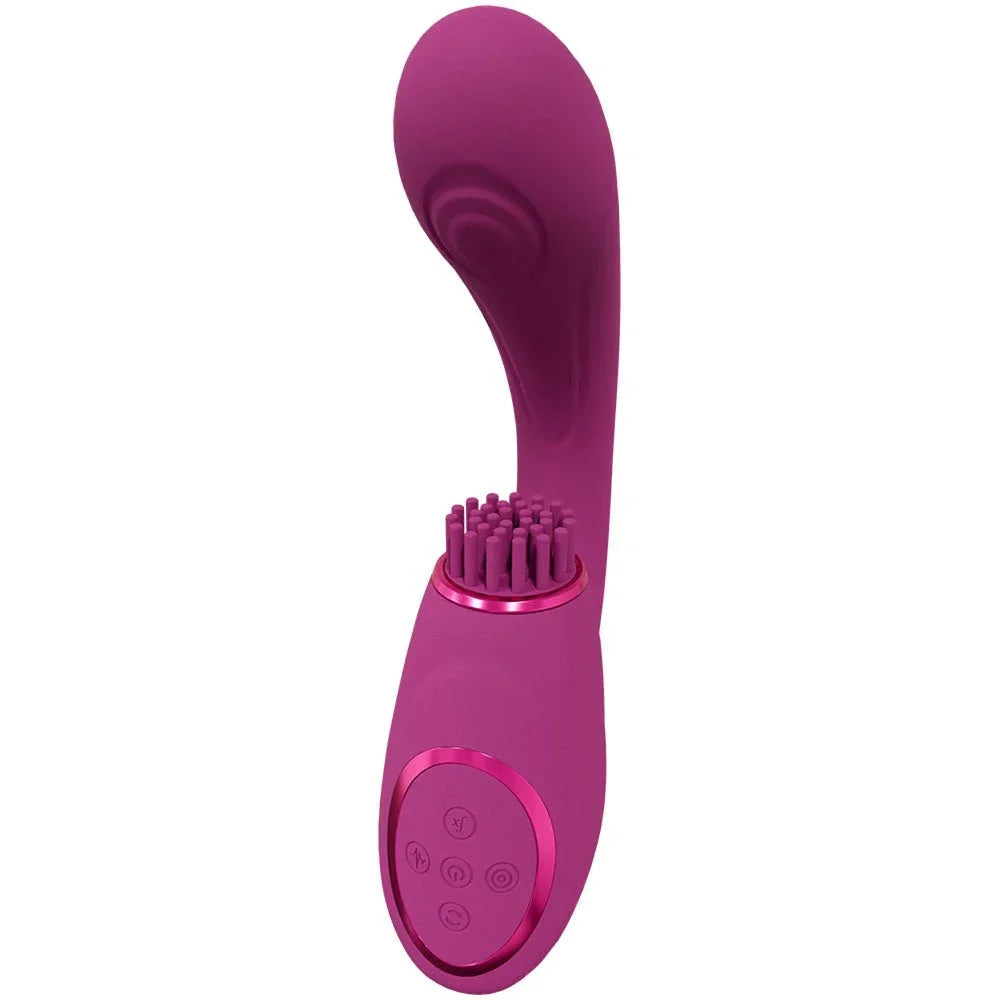 VIVE Gen Triple Motor Vibrator in Pink, viewed from the opposite side showing the bristle tips