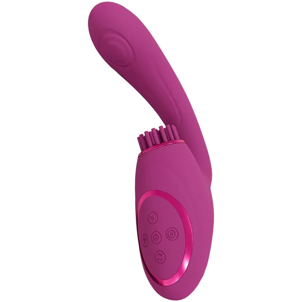 VIVE Gen Triple Motor Vibrator in Pink, three-quarter view with the handle turned to the camera