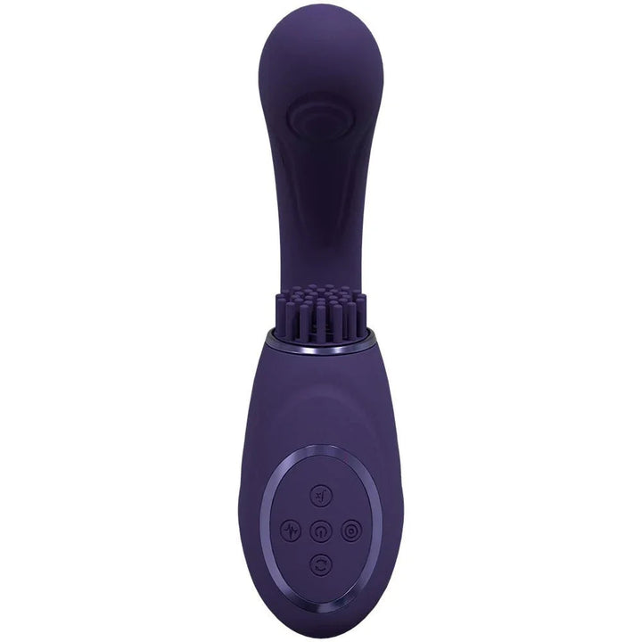 VIVE Gen Triple Motor Vibrator in Purple, upright front view showing the four control buttons