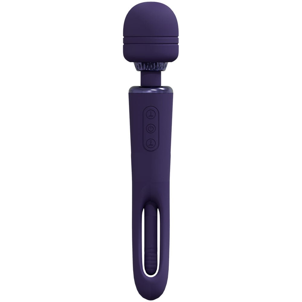 VIVE Kiku - Purple - Purple 25.2 cm USB Rechargeable Dual End Massage Wand with Flapping Tip – Sex toys NZ by Naughtyhut. Discreet delivery nationwide.