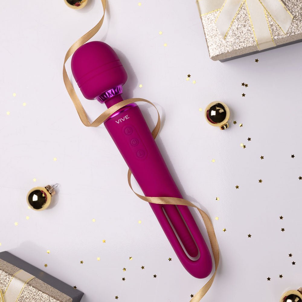 VIVE Kiku - Pink - Pink 25.2 cm USB Rechargeable Dual End Massage Wand with Flapping Tip – Sex toys NZ by Naughtyhut. Discreet delivery nationwide.