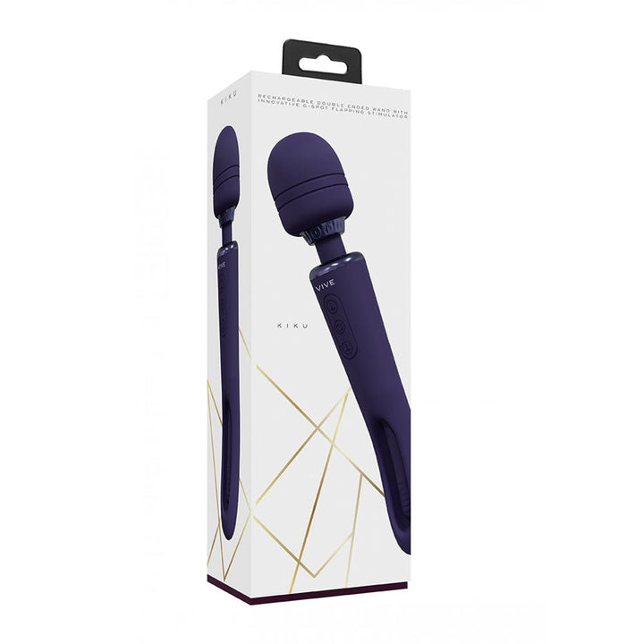 VIVE Kiku - Purple - Purple 25.2 cm USB Rechargeable Dual End Massage Wand with Flapping Tip – Sex toys NZ by Naughtyhut. Discreet delivery nationwide.