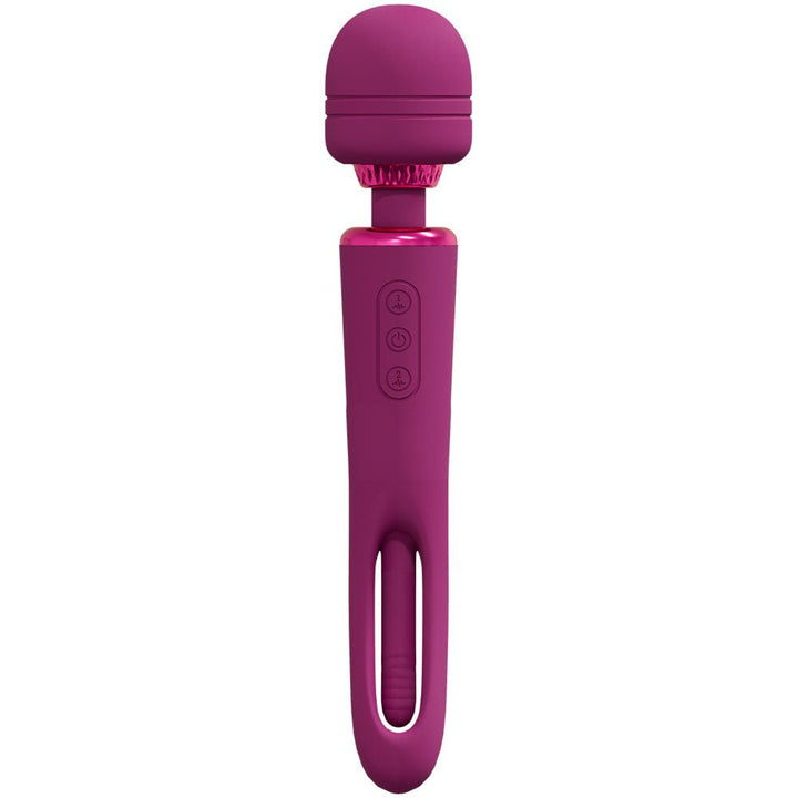 VIVE Kiku - Pink - Pink 25.2 cm USB Rechargeable Dual End Massage Wand with Flapping Tip – Sex toys NZ by Naughtyhut. Discreet delivery nationwide.