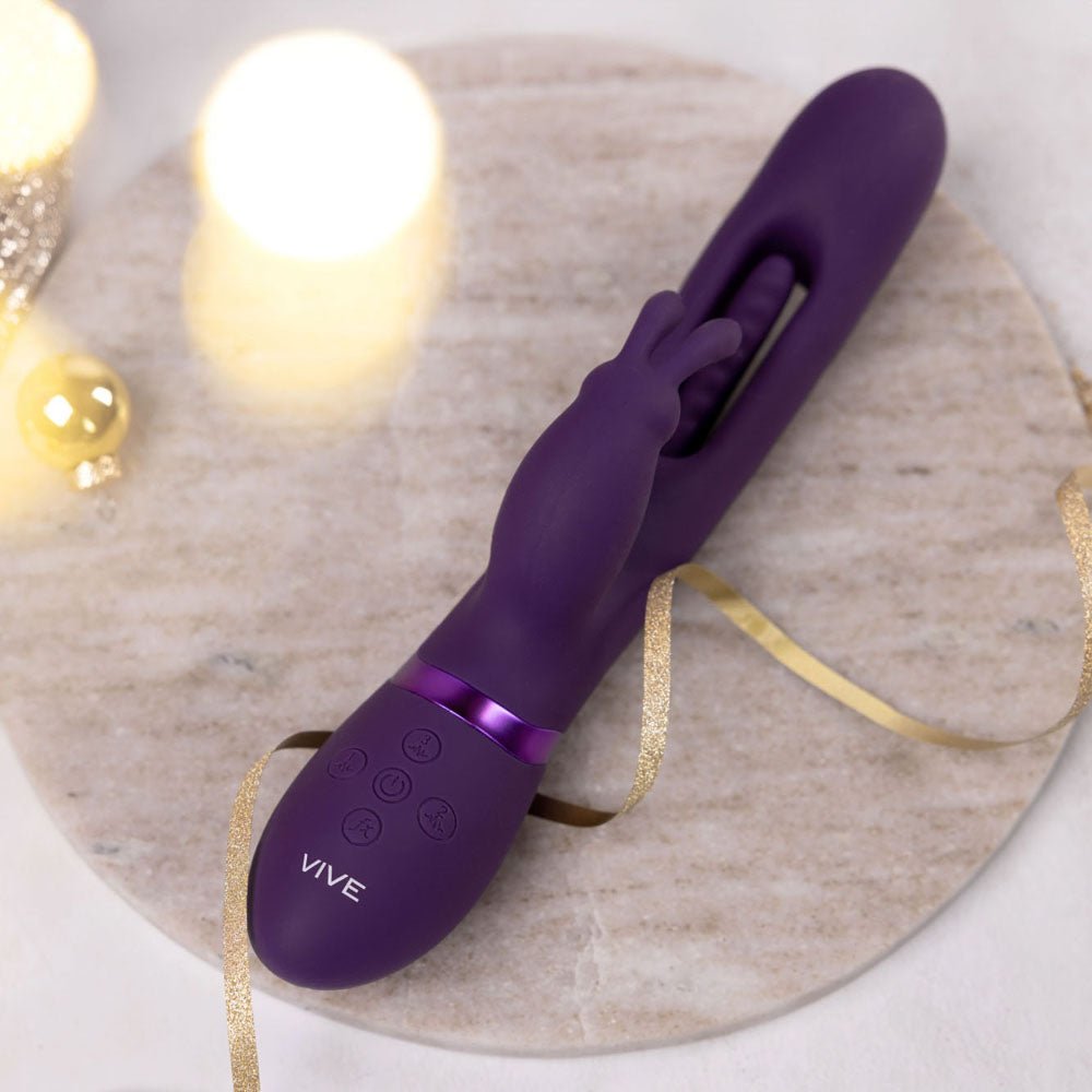 Buy VIVE Mika - Purple - Purple 23.2 cm USB Rechargeable Rabbit Vibrator with Flapping Shaft – Naughtyhut NZ sex toys online. Discreet delivery & top brands.