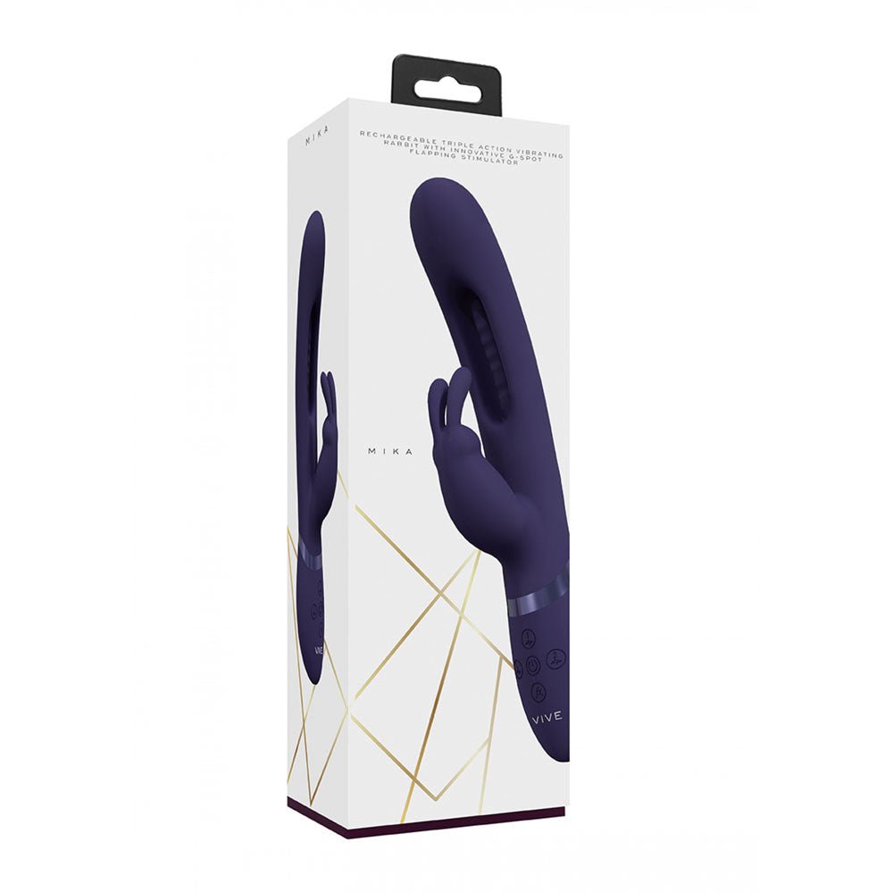 Buy VIVE Mika - Purple - Purple 23.2 cm USB Rechargeable Rabbit Vibrator with Flapping Shaft – Naughtyhut NZ sex toys online. Discreet delivery & top brands.