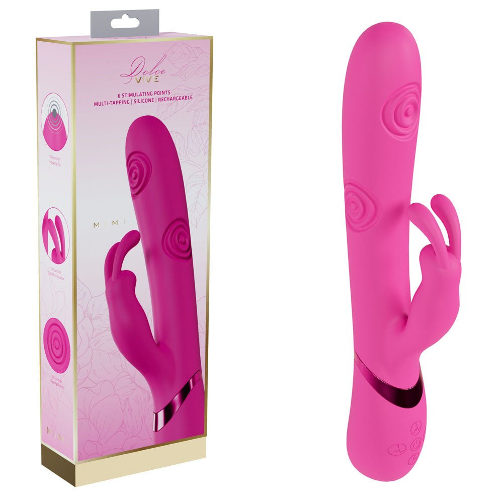 VIVE Mimi - Pink - Pink 25 cm USB Rechargeable Vibrating & Tapping Rabbit Vibrator – Sex toys NZ by Naughtyhut. Discreet delivery nationwide.
