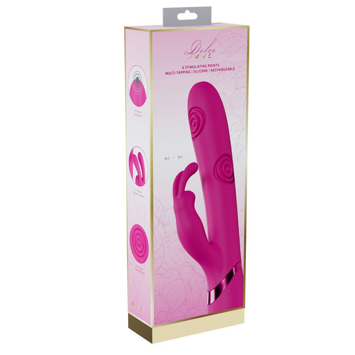 VIVE Mimi - Pink - Pink 25 cm USB Rechargeable Vibrating & Tapping Rabbit Vibrator – Sex toys NZ by Naughtyhut. Discreet delivery nationwide.