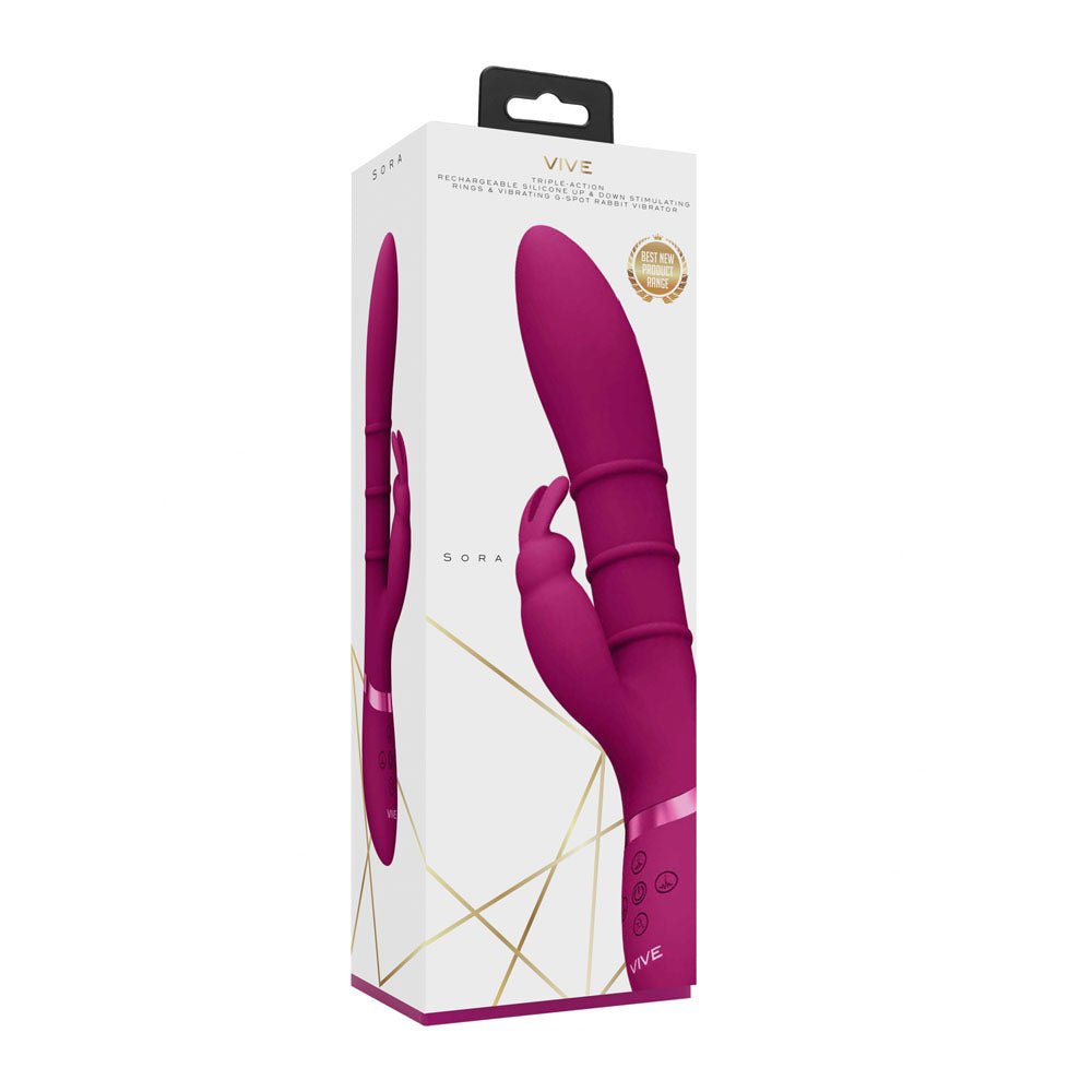 Buy VIVE Sora - Pink - Pink 24.2 cm USB Rechargeable Rabbit Vibrator – Naughtyhut NZ sex toys online. Discreet delivery & top brands.