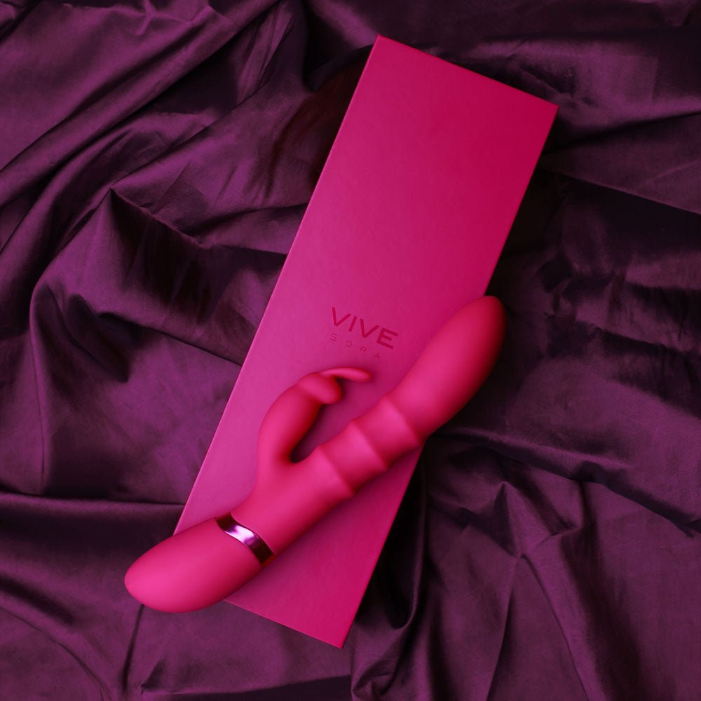 Buy VIVE Sora - Pink - Pink 24.2 cm USB Rechargeable Rabbit Vibrator – Naughtyhut NZ sex toys online. Discreet delivery & top brands.