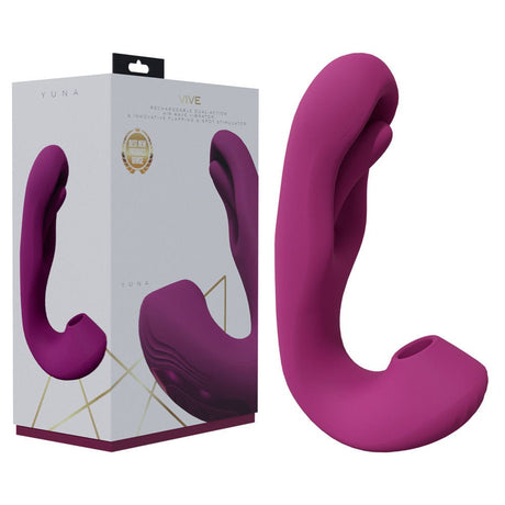 Buy VIVE Yuna - Pink - Pink USB Rechargeable Flapping Vibrator with Air Pulsation – Naughtyhut NZ sex toys online. Discreet delivery & top brands.