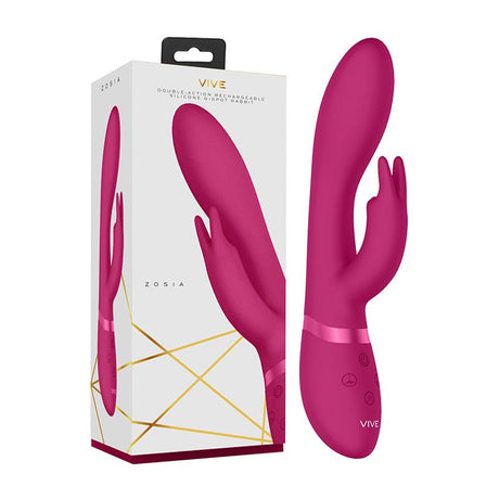 Buy Vive Zosia - Pink 21.3 cm USB Rechargeable Rabbit Vibrator – Naughtyhut NZ sex toys online. Discreet delivery & top brands.