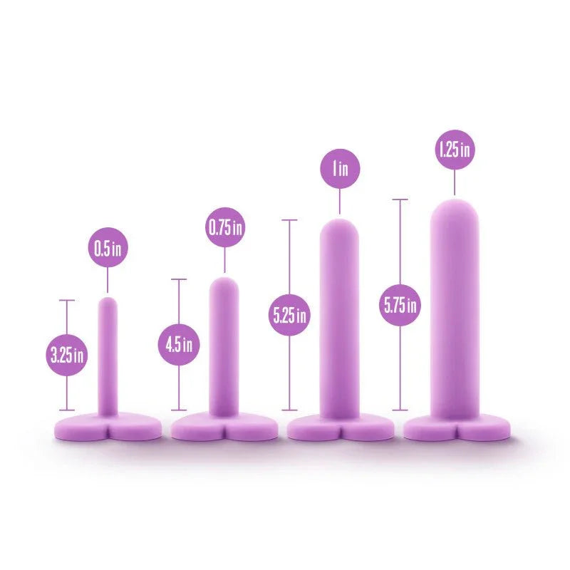 Wellness dilator size chart: 3.25in to 5.75in lengths and 0.5in to 1.25in widths