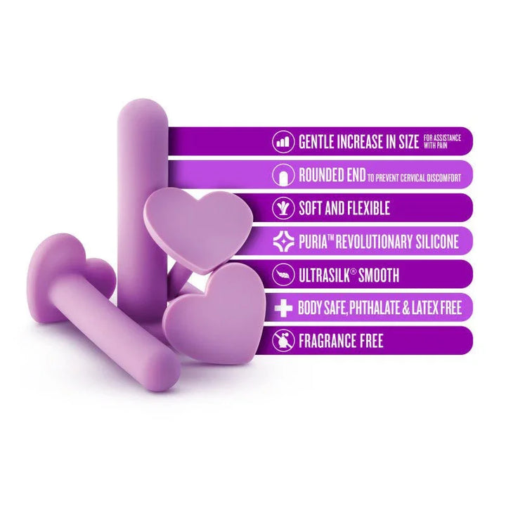 Wellness dilator feature panel: gentle increase in size, rounded end, Puria silicone