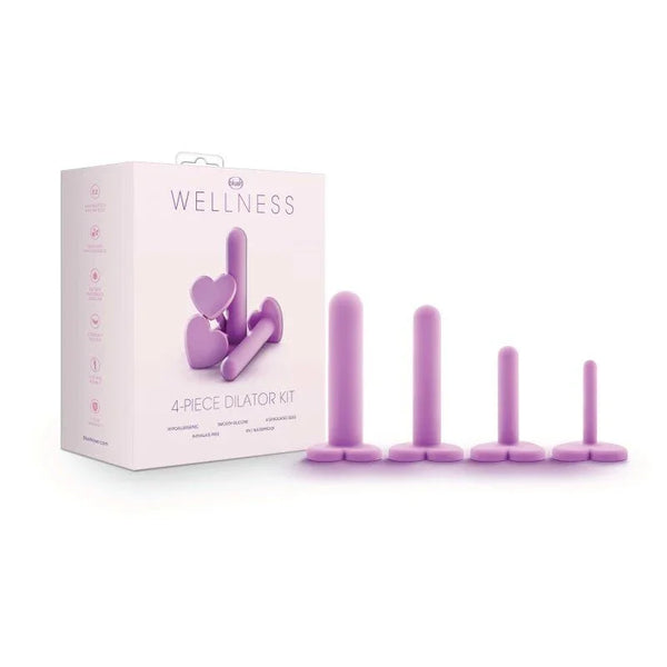 Wellness 4-piece dilator kit in lilac, four graduated dilators beside the retail box