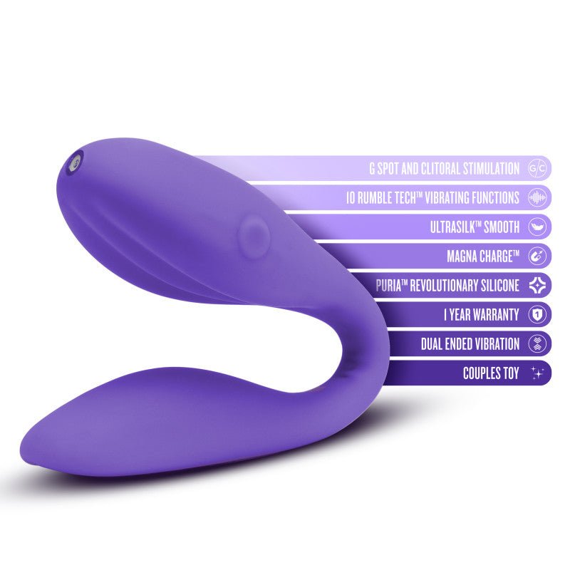 Buy Wellness Duo - Purple - Purple USB Rechargeable Couples Vibrator – Naughtyhut NZ sex toys online. Discreet delivery & top brands.