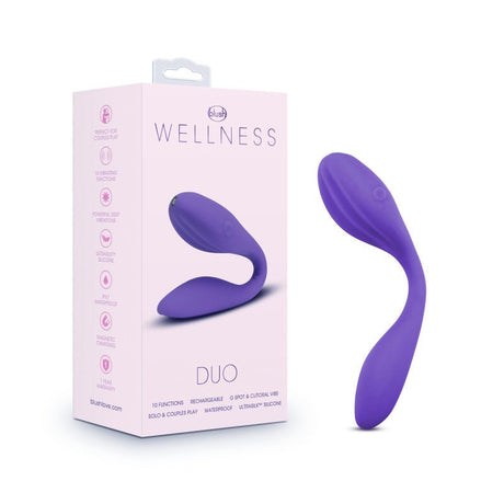 Buy Wellness Duo - Purple - Purple USB Rechargeable Couples Vibrator – Naughtyhut NZ sex toys online. Discreet delivery & top brands.