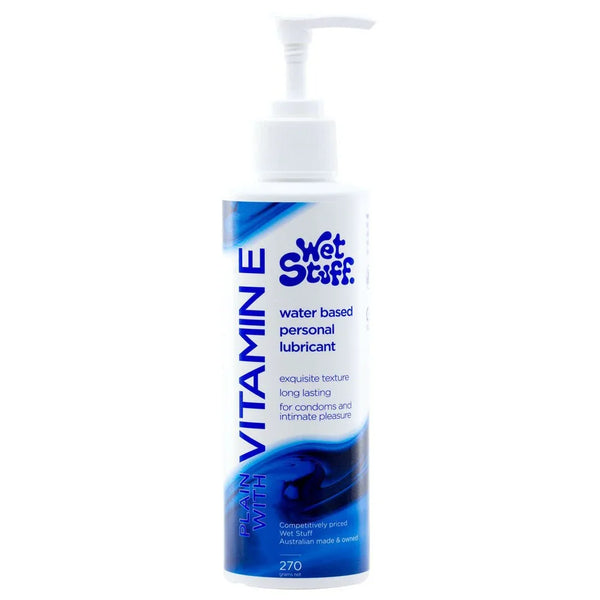 Wet Stuff Plain with Vitamin E, 270 g pump bottle, blue swirl label