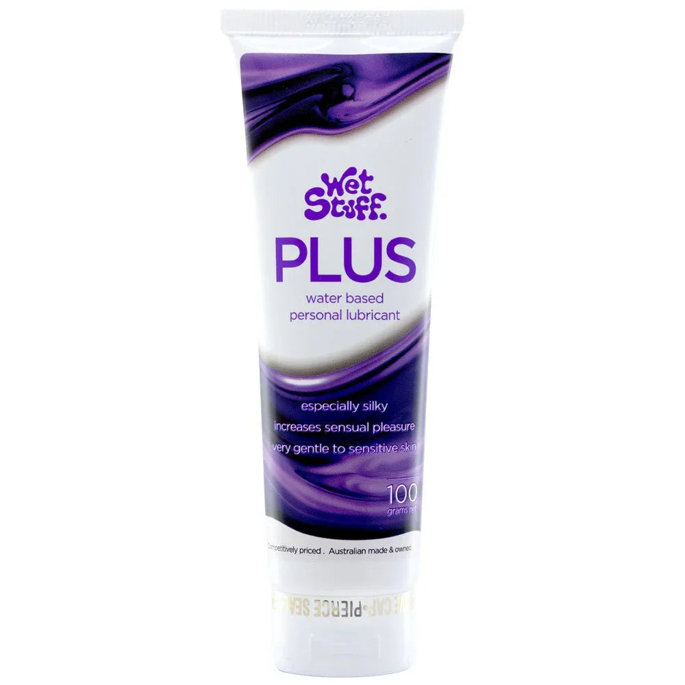 Wet Stuff Plus 100 g tube with purple swirl artwork