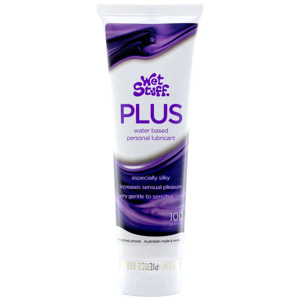 Wet Stuff Plus 100 g tube with purple swirl artwork