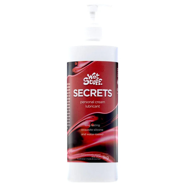 Wet Stuff Secrets cream lubricant, 1 kg pump bottle with red swirl label