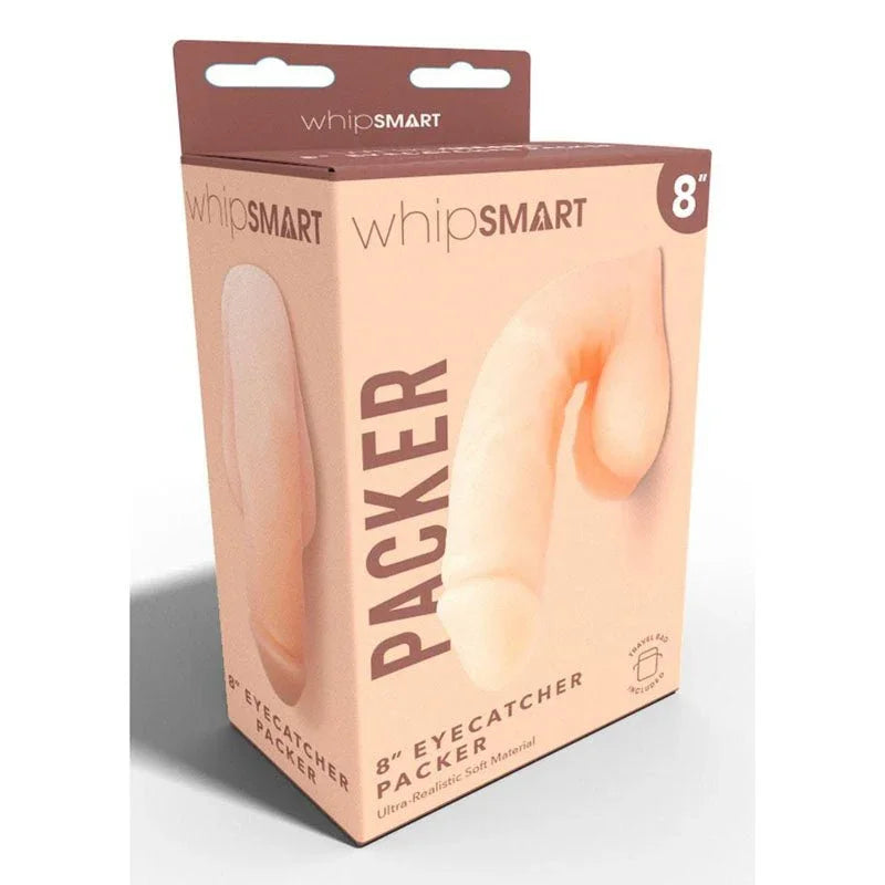 WhipSmart 8 inch Eyecatcher Packer retail box, front panel showing the soft packer