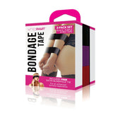 Buy WhipSmart Bondage Tape 3 - Pack with Blindfold - Set of 3 Coloured Bondage Tapes and Bonus Satin Blindfold – Naughtyhut NZ sex toys online. Discreet delivery & top brands.