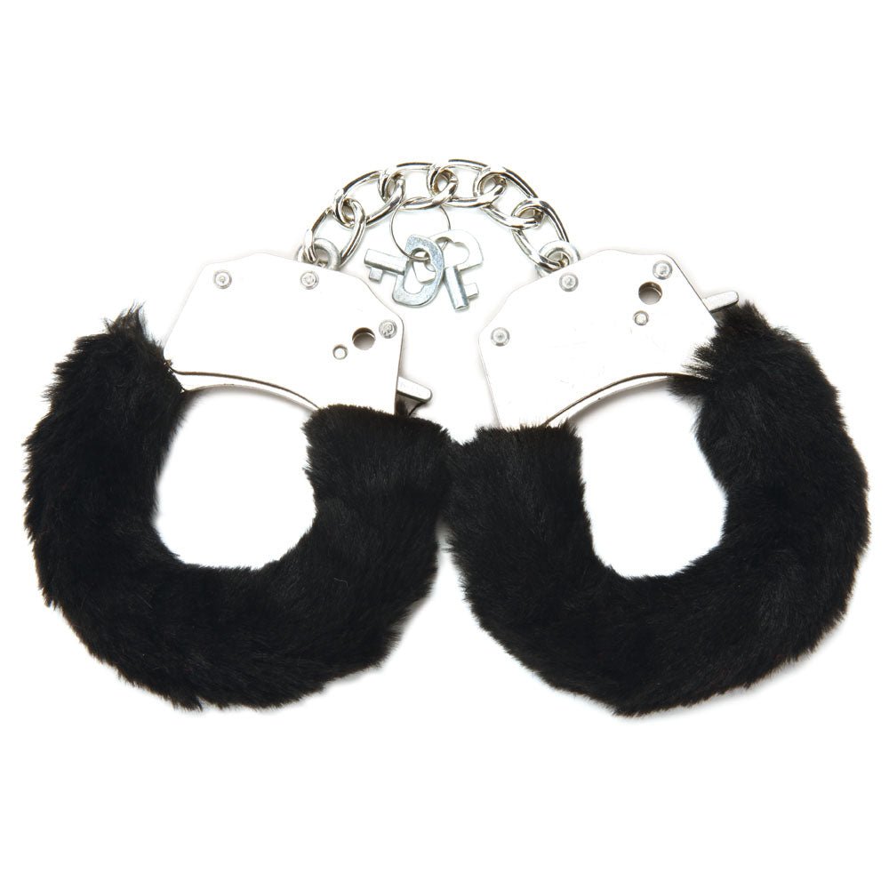 WhipSmart Classic Furry Cuffs - Black - Black Furry Restraints with Bonus Eye Mask – Sex toys NZ by Naughtyhut. Discreet delivery nationwide.