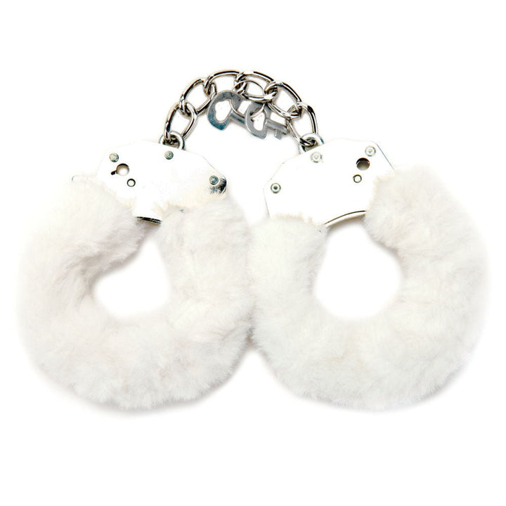 WhipSmart Classic Furry Cuffs - White - White Furry Restraints with Bonus Eye Mask – Sex toys NZ by Naughtyhut. Discreet delivery nationwide.