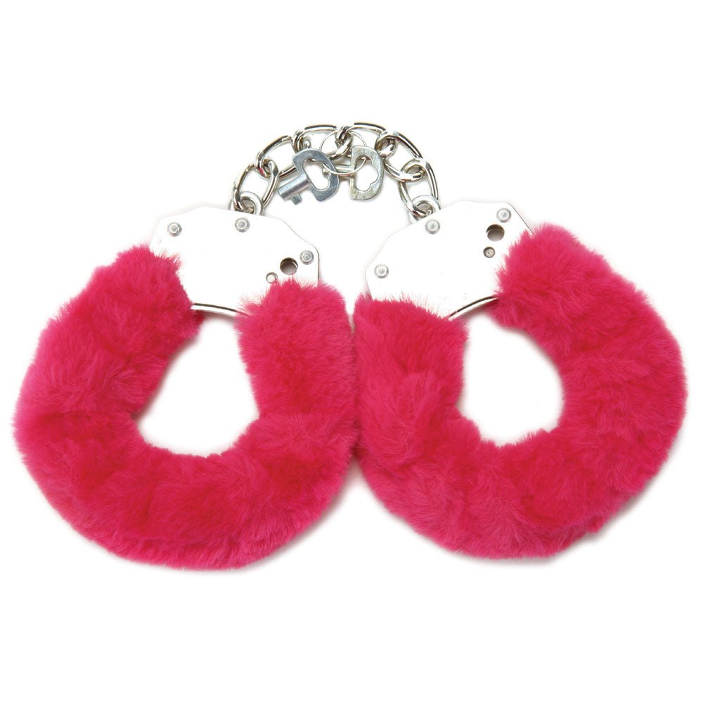 WhipSmart Classic Furry Cuffs - Hot Pink - Hot Pink Furry Restraints with Bonus Eye Mask – Sex toys NZ by Naughtyhut. Discreet delivery nationwide.
